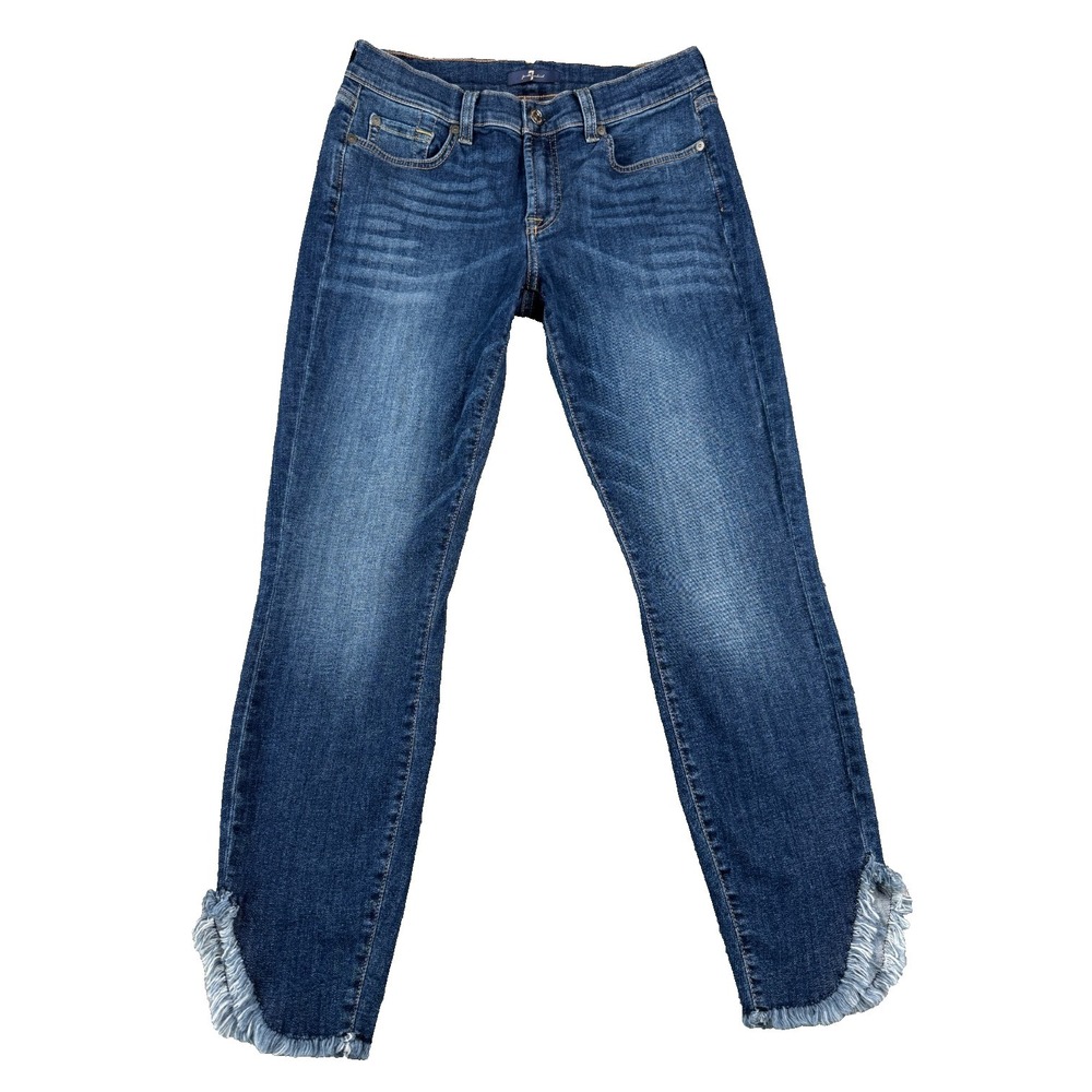 7 For All Mankind Women's Jeans Size 28 Blue Gwenevere Ankle Raw Hem